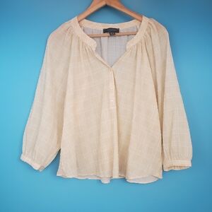 Primark Blouse Size 10 Light Yellow & White V-Neck